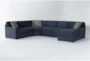 Alder Foam II Blue Chenille Modular 147" 4 Piece Sectional With Right Arm Facing Chaise