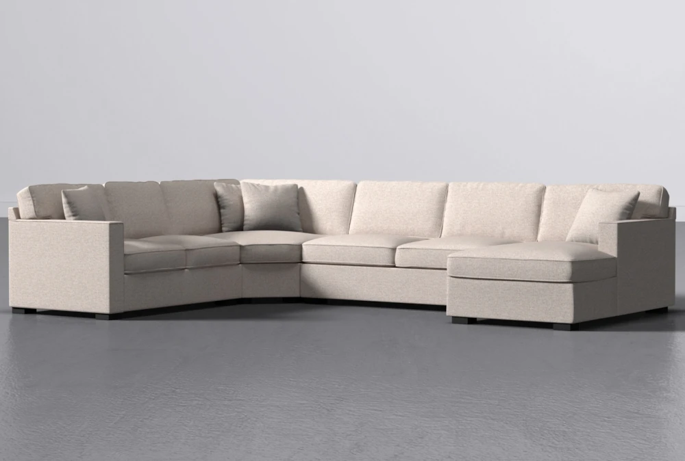 Alder Foam II Pebble Boucle Modular 147" 4 Piece Sectional With Right Arm Facing Chaise