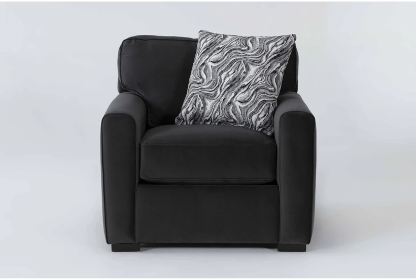 Cypress III 37" Black Velvet Foam Chair - 360