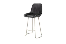 Crown Grey Leather Counter Stool