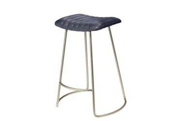 Crown Backless Grey Leather Counter Stool