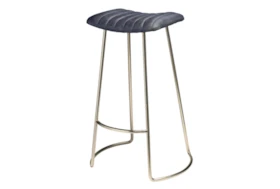 Crown Backless Grey Leather Bar Stool