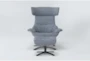 Raiden Blue Reclining Swivel Chair & Ottoman - Front