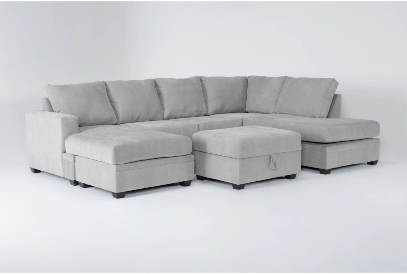 Bonaterra Dove 127" 2 Piece Sectional With Right Arm Facing Corner Chaise, Left Arm Facing Sleeper Chaise & Ottoman - 360