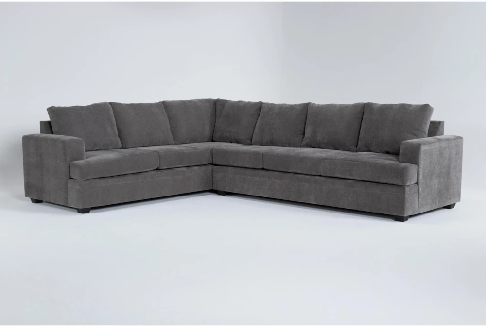 Bonaterra Charcoal Grey 127" 2 Piece L-Shaped Sectional with Right Arm Facing Queen Memory Foam Sleeper Sofa