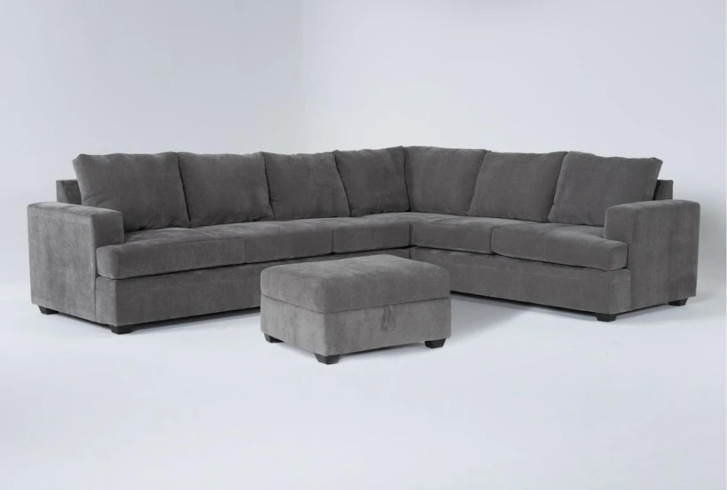 Bonaterra Charcoal 127" 2 Piece Sectional With Left Arm Facing Queen Sleeper Sofa & Storage Ottoman - 360