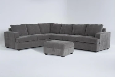 Bonaterra Charcoal 127" 2 Piece Sectional With Right Arm Facing Sleeper Sofa & Ottoman