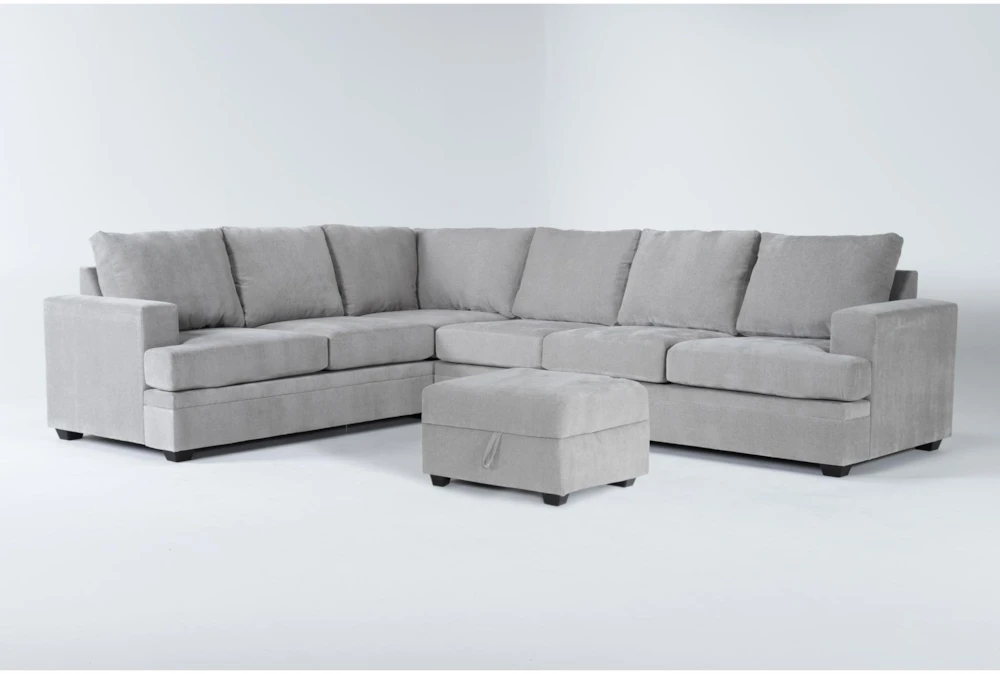 Bonaterra Dove 127" 2 Piece Sectional with Right Arm Facing Queen Sleeper Sofa & Storage Ottoman