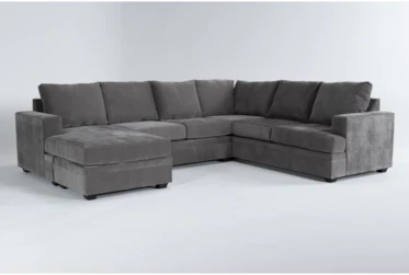 Bonaterra Charcoal 127" 2 Piece Sectional With Left Arm Facing Queen Sleeper Sofa Chaise