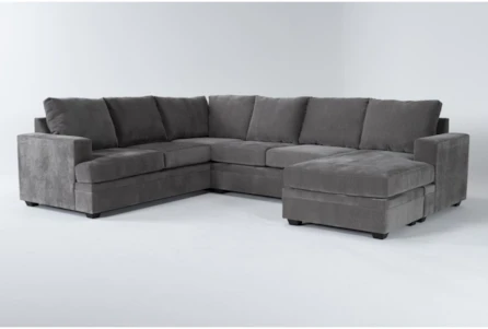 Bonaterra Charcoal 127" 2 Piece Sectional with Right Arm Facing Queen Sleeper Sofa Chaise