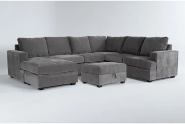 Bonaterra Charcoal 127" 2 Piece Sectional With Left Arm Facing Sleeper Sofa, Chaise & Ottoman