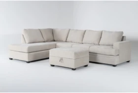 Bonaterra Sand 127" 2 Piece Sectional With Left Arm Facing Corner Chaise & Right Arm Facing Sleeper Sofa & Ottoman