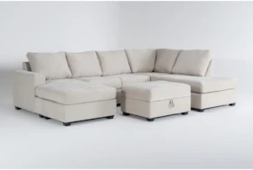 Bonaterra Sand 127" 2 Piece Sectional With Right Arm Facing Corner Chaise, Left Arm Facing Sleeper Chaise & Ottoman