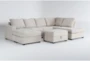 Bonaterra Sand 127" 2 Piece Sectional With Right Arm Facing Corner Chaise, Left Arm Facing Sleeper Chaise & Ottoman - Signature