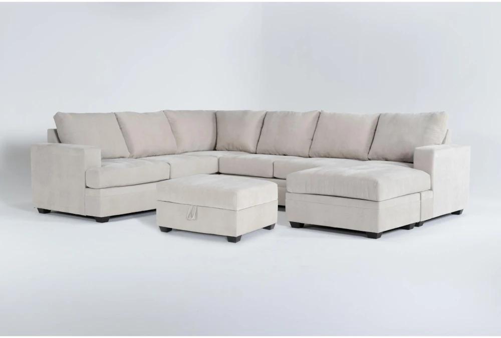 Bonaterra Sand 127" 2 Piece Sectional With Right Arm Facing Sleeper Sofa, Chaise & Ottoman