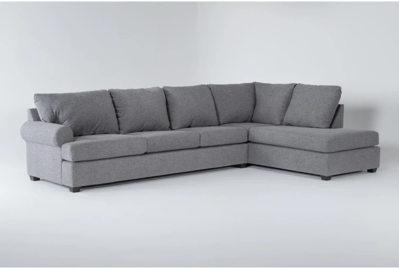 Hampstead Graphite 127" 2 Piece Sectional With Right Arm Facing Corner Chaise & Left Arm Facing Sleeper Sofa - 360