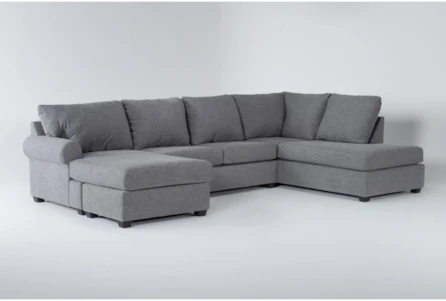 Hampstead Graphite 140" 2 Piece Sectional With Right Arm Facing  Corner Chaise & Left Arm Facing Sleeper Chaise