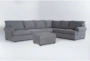 Hampstead Graphite 137" 2 Piece Sectional With Left Arm Facing Queen Sleeper Sofa & Storage Ottoman - Signature