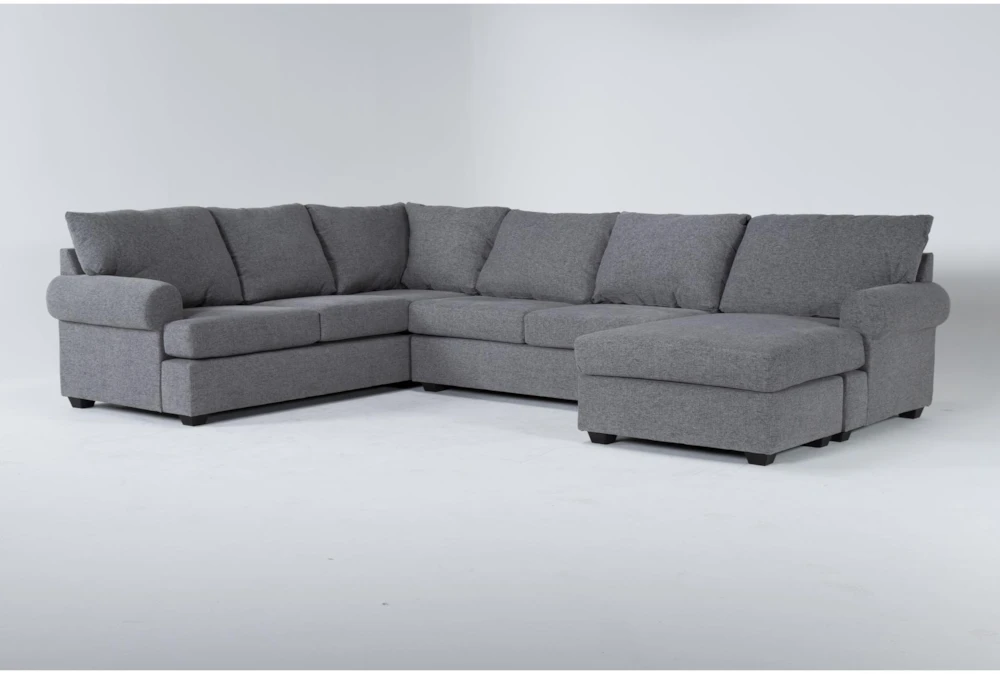 Hampstead Graphite 127" 2 Piece Sectional With Right Arm Facing Sleeper Sofa & Chaise
