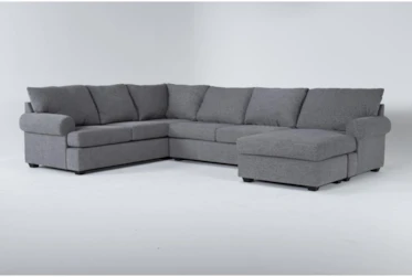 Hampstead Graphite 140" 2 Piece Sectional With Right Arm Facing Queen Sleeper Sofa Chaise
