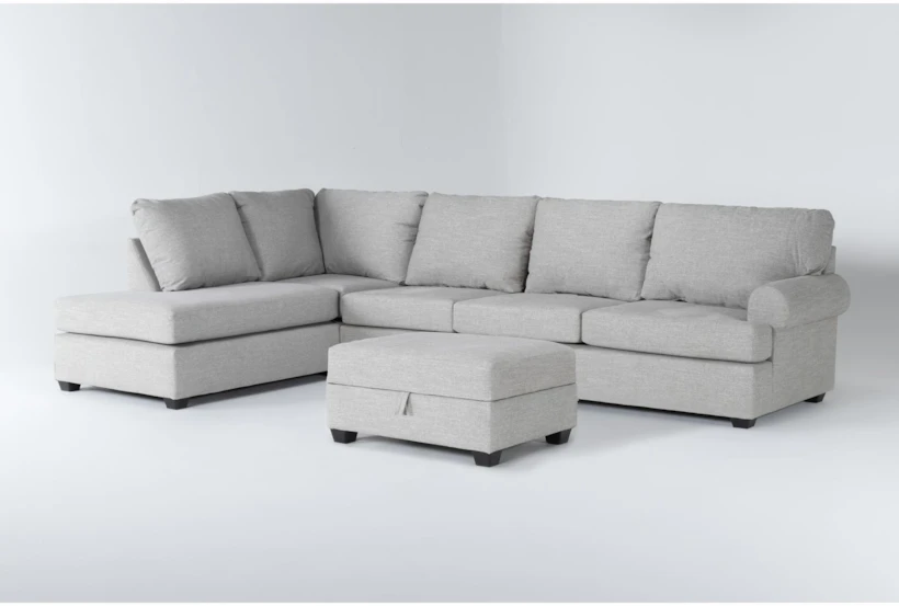 Hampstead Dove 127" 2 Piece Sectional With Left Arm Facing Corner Chaise & Right Arm Facing Sleeper Sofa & Ottoman - 360