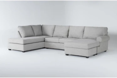 Hampstead Dove 140" 2 Piece Sectional With Right Arm Facing Sleeper Sofa Chaise & Left Arm Facing Corner Chaise