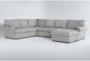 Hampstead Dove Grey 140" 2 Piece U-Shaped Sectional with Right Arm Facing Queen Memory Foam Sleeper Sofa Chaise - Signature