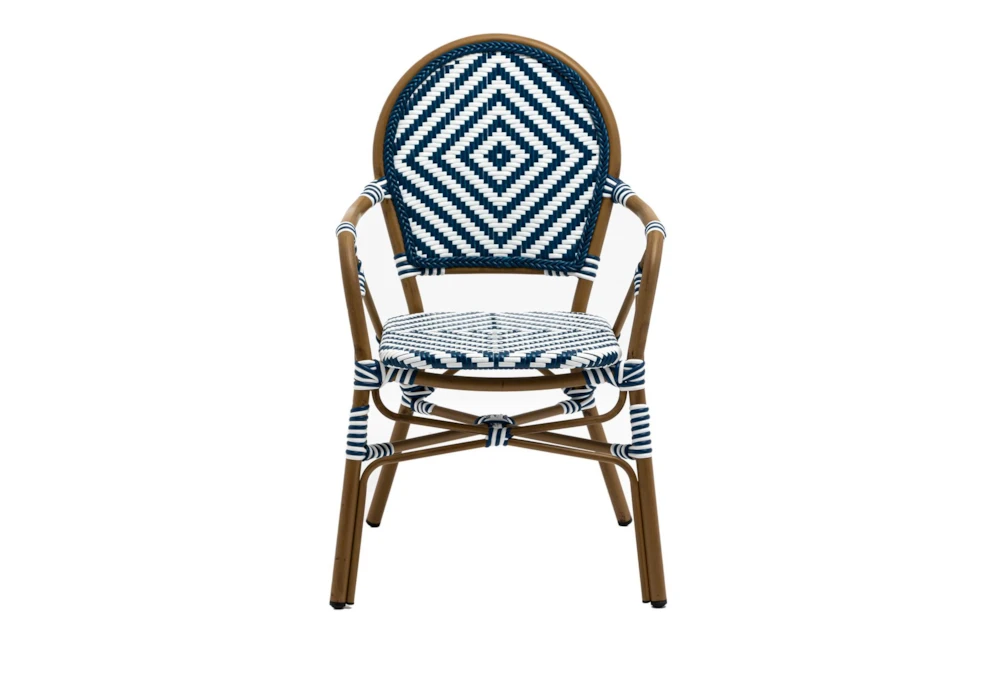 Carla Blue/White Rattan Stacking Armchair - Set of 2