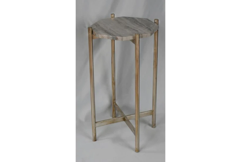25" Mixson Silver Marble Top Scatter Accent Table - 360
