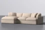 Grand Down II 139" Dove 2 Piece Sectional With Left Arm Facing Oversized Chaise - Side