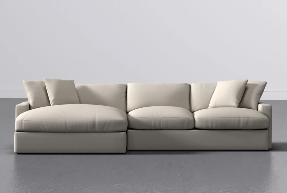 Grand Down II 139" Pearl 2 Piece Sectional With Left Arm Facing Oversized Chaise