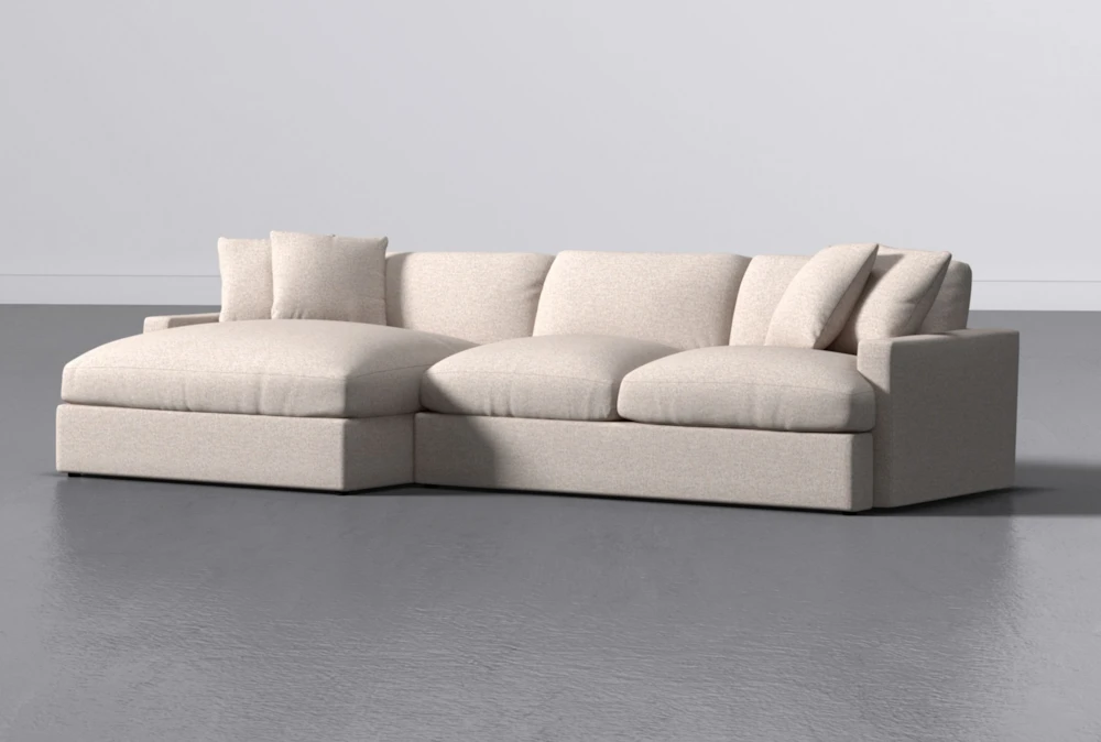 Grand Down II Pebble Boucle 139" 2 Piece Sectional With Left Arm Facing Oversized Chaise