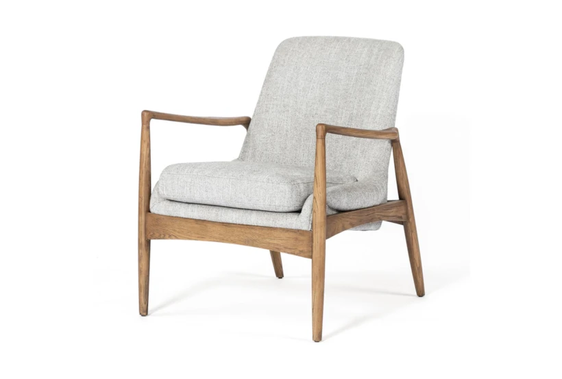 Grey Fabric + Nettlewood Frame Mid-Century Accent Chair - 360