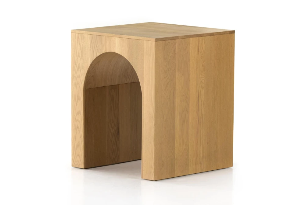 Oak Veneer Arched Accent Table