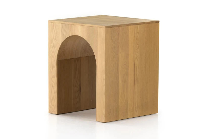 Oak Veneer Arched Accent Table - 360