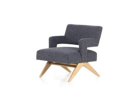 Slate Fabric + Light Oak Frame Accent Chair