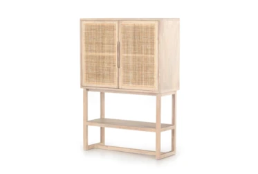 Natural Mango + Cane Cabinet On Stand