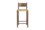 Mango Brown Woven Counter Stool With Back - Front
