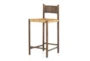 Mango Brown Woven Counter Stool With Back - Signature