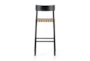 Allan Black Woven Leather Bar Stool - Front