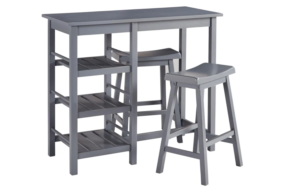 Grey 43" Breakfast Table Counter Set For 2
