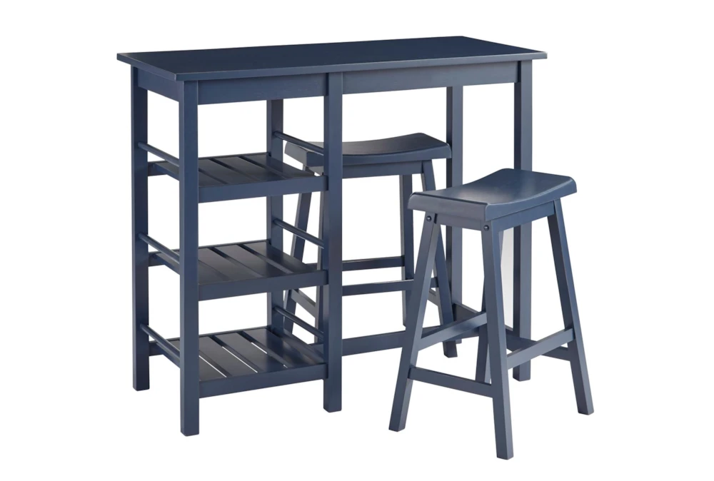 Blue 43" Breakfast Table Counter Set For 2