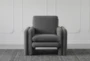 Charcoal Sherpa Double Arm Accent Chair - Front