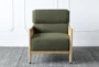 Green + Natural Ash Frame With Rattan Panel Accent Chair - Front