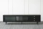 Black Oak 3 Drawer + 2 Sliding Door Tv Stand - Front
