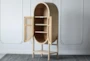 Natural Elm + Cane Pill Shaped Cabinet On Stand  - Detail