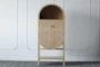 Natural Elm + Cane Pill Shaped Cabinet On Stand  - Front