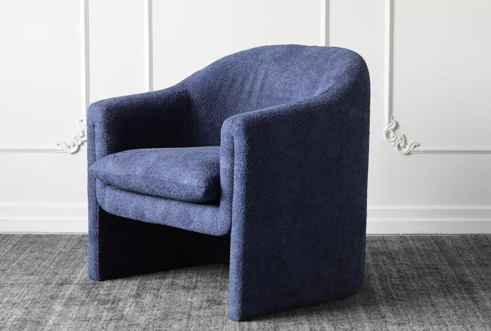 Navy Boucle Sculpted Accent Chair