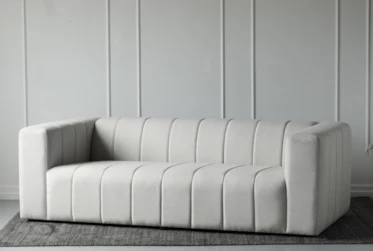 Neutral Fabric Vertical Channeled Sofa