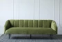 Green Velvet Channeled Sofa - Front